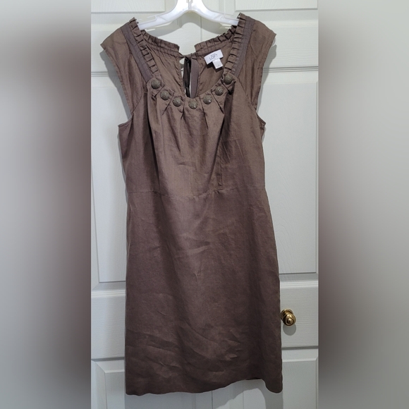 Elegant Ann Taylor Loft, Brown/Taupe,Sleeveless Dress, sz 10 - Picture 1 of 7